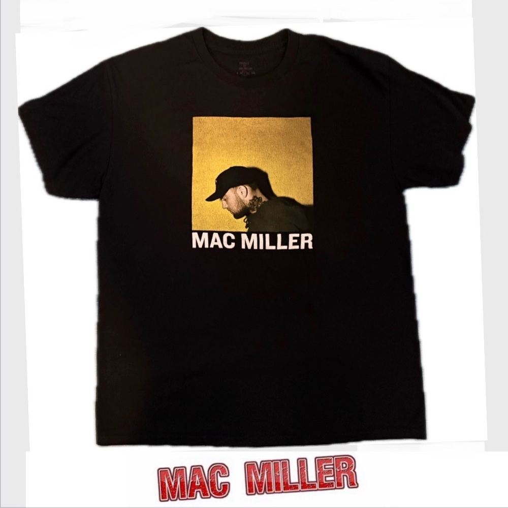 Mac Miller Graphic Tee - Black with Gold Print